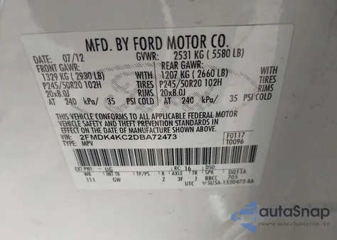 2013 Ford Edge Limited from USA, damaged, VIN 2FMDK4KC2DBA72473